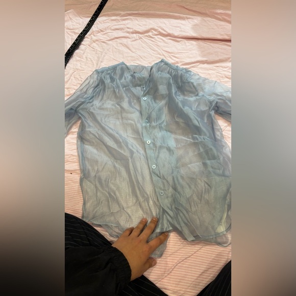 Semi-Sheer Through Long Sleeve Button Blouse Commense size S CM6 NWT - Picture 8 of 9